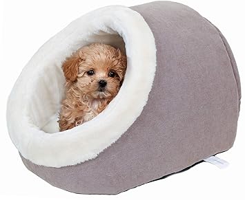 ANQUANJU Dust Proof, Warm and Noise Reduction Luxurious Dog beds and cat beds (Large, Light Brown-Decorative Cloth)