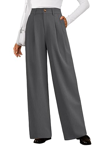 Women's Lightweight Wool Blend Elastic Waist Straight Leg Business Casual