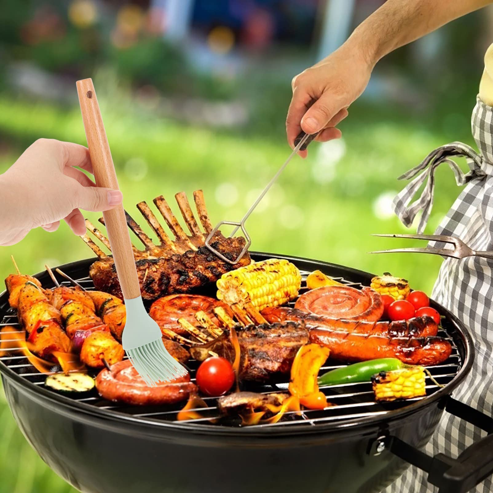 HANABASS 3pcs Silicone Basting Brush Comfortable Grip Cooking Oil Brush for Outdoor Barbecue Baking Grilling Versatile for Meats Pastries and More Grey