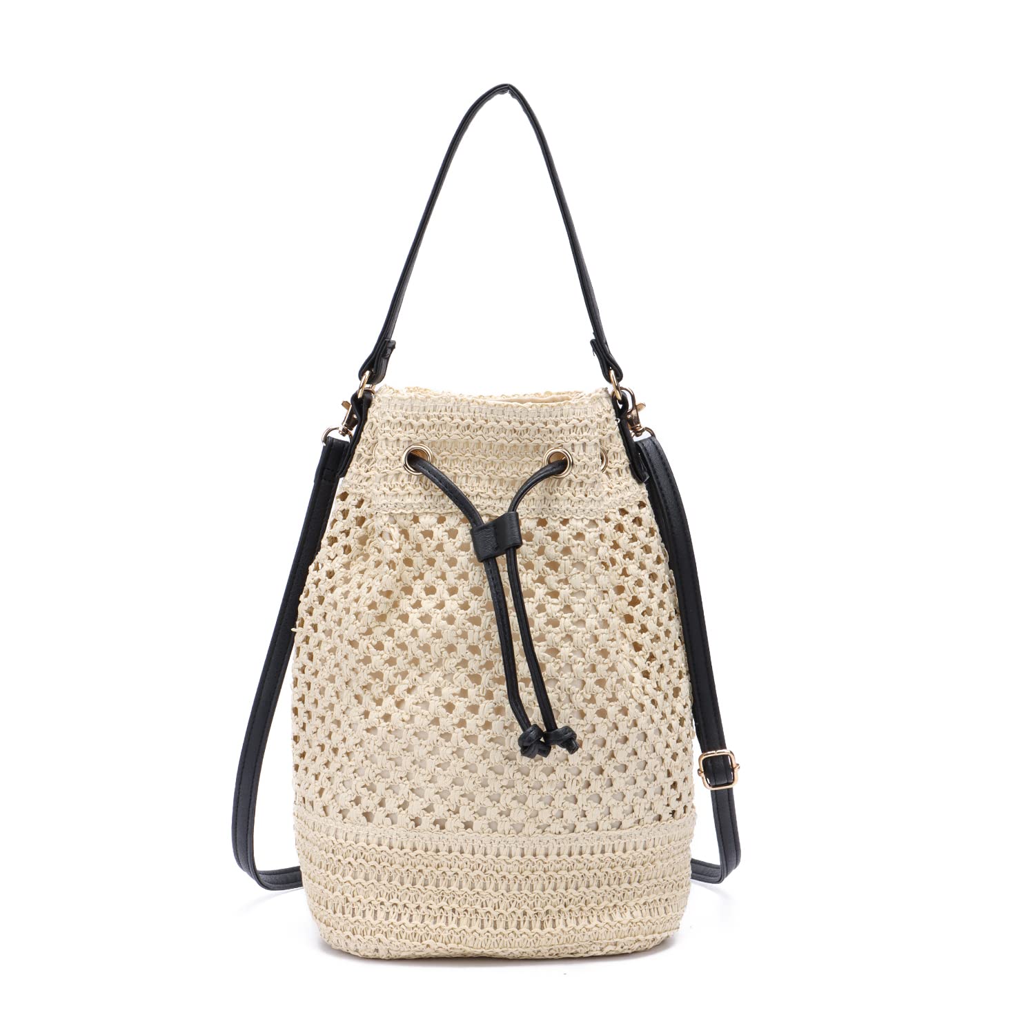 EVEOUT Sacs bandoulière Rétro Tissés Paille Femme Été Style bohème Grand Cabas Sacs portés épaule paille plage