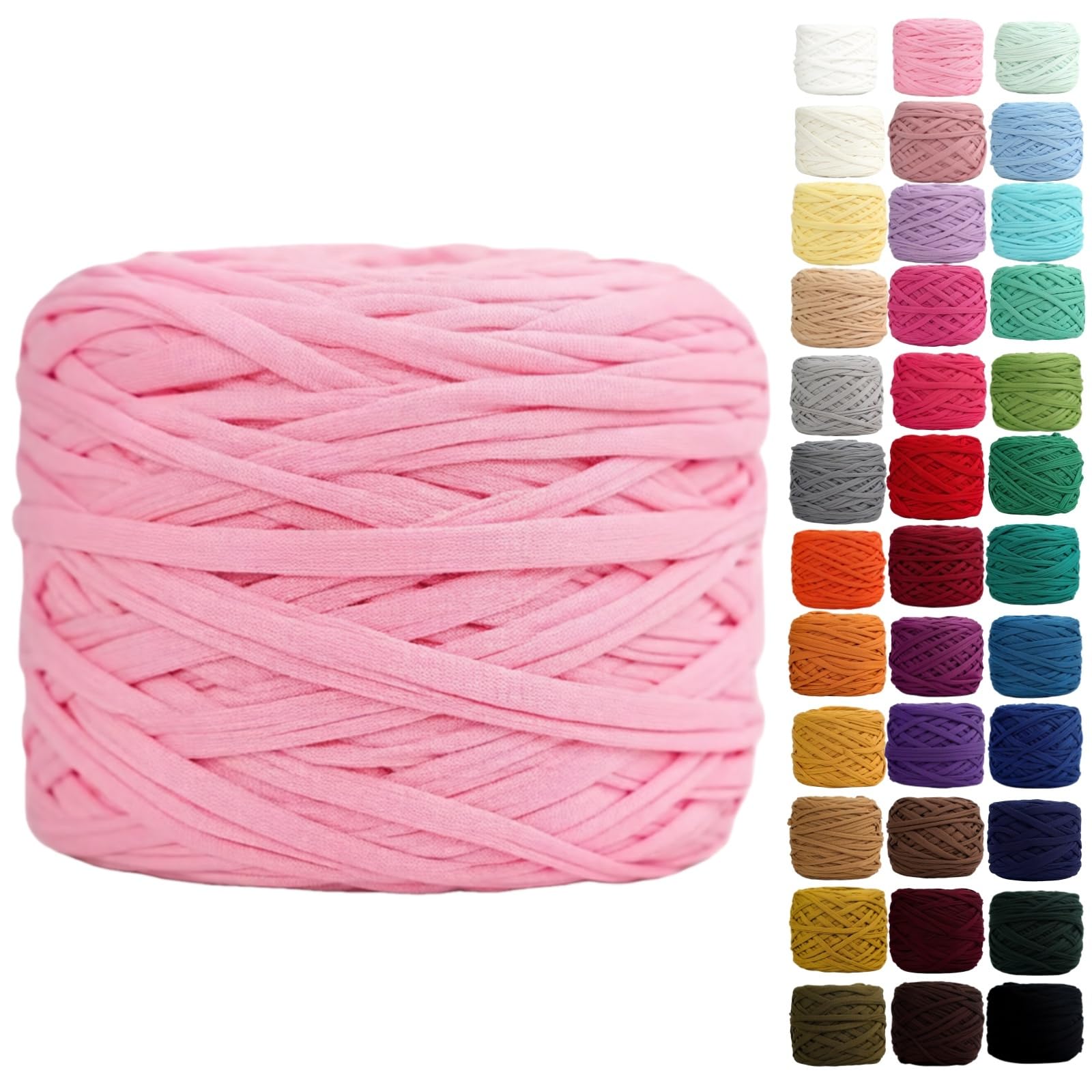 Binwat T Shirt Yarn for Crocheting 150m Elastic Ribbon Yarn Thick Crochet Fabric Yarn, Knitting T-Shirt Yarn for Crochet Bag/Blanket/Basket, DIY Crafts Projects, Home Decor (Princess Pink) — image 1