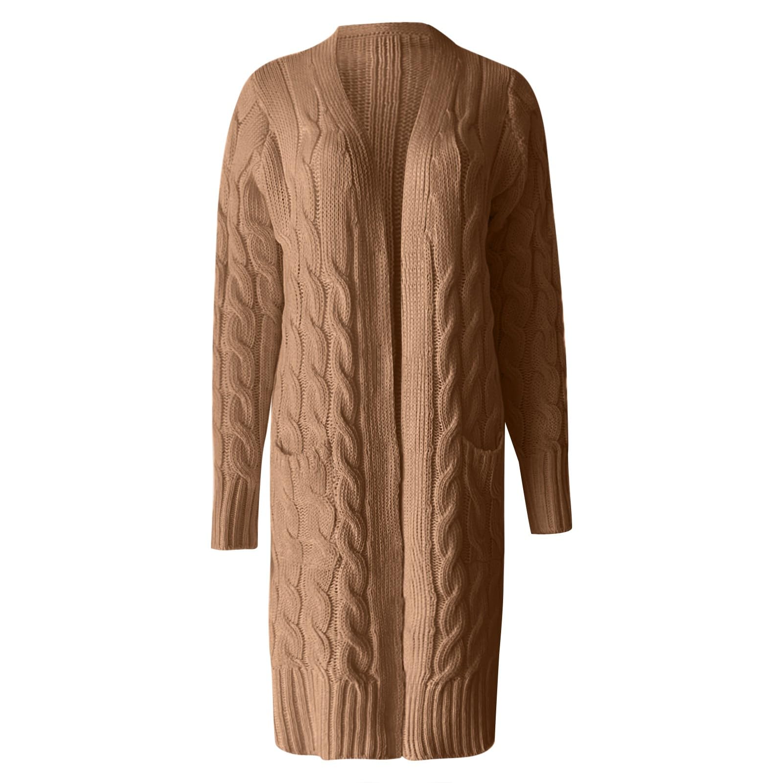 Cardigan da donna aperto sul davanti, a costine, casual, tinta unita, a