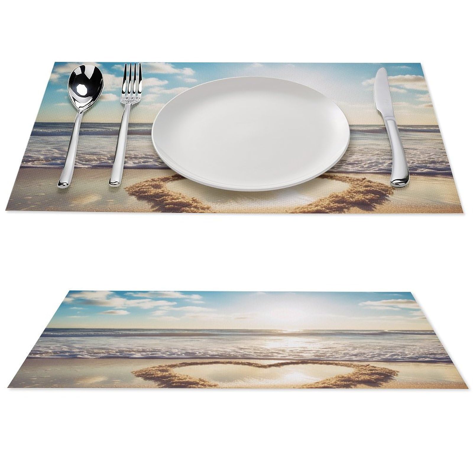 Set de table coeur antidérapant de haute qualité en vinyle isolant pour dîner