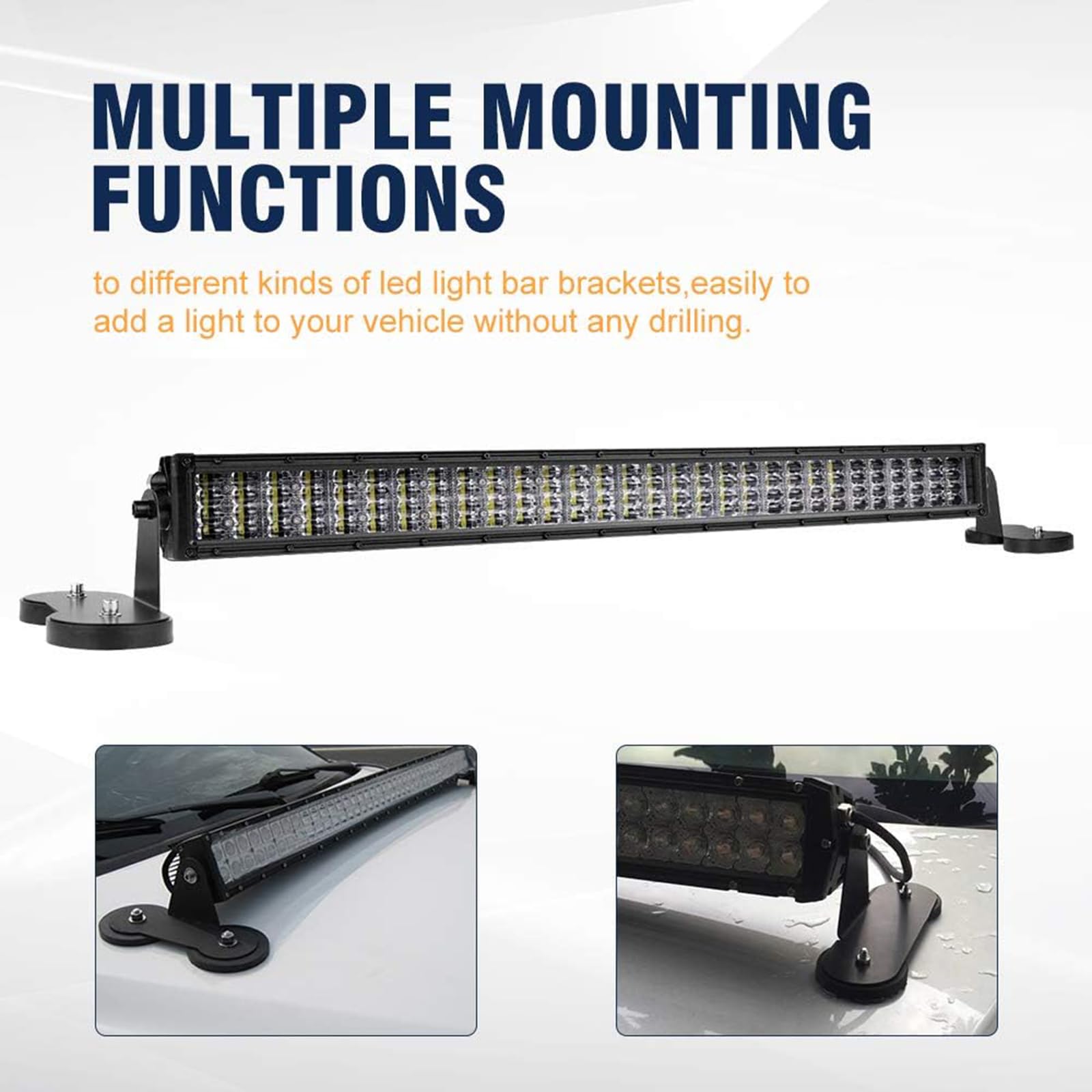 Supports Magnétiques Pour Barre LED - Fixation Sans Percage Capot/Toit Voiture