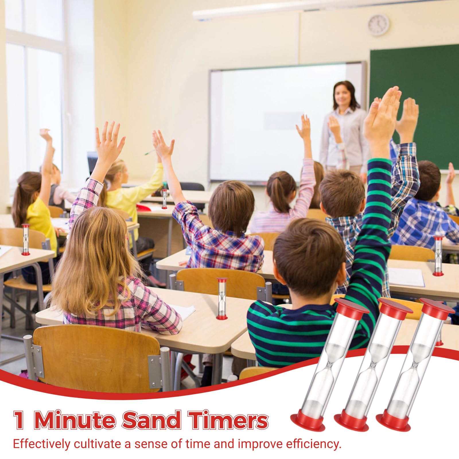 50 Stück Sanduhr 1 Minute - Sanduhr Klein Sanduhr mit Plastik Cover Abwärtszählende Sanduhr für Spiele Küche Party Geschenke DIY Dekoration Rot, Countdown-Tools