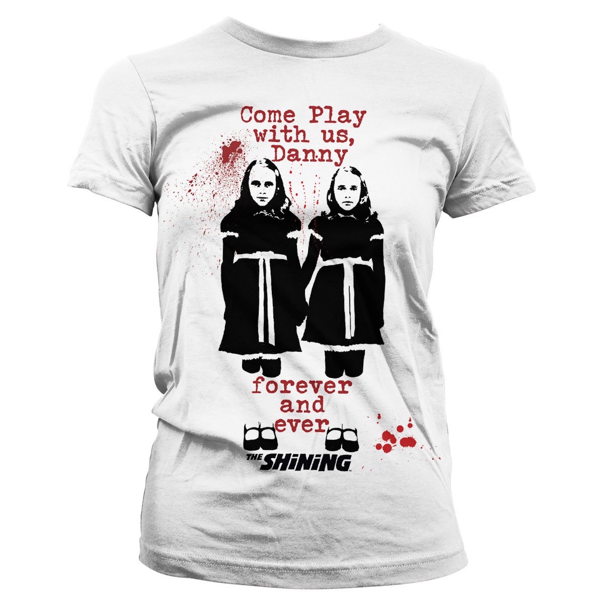The Shining Officially Licensed Come Play Women T-Shirt (White), Medium