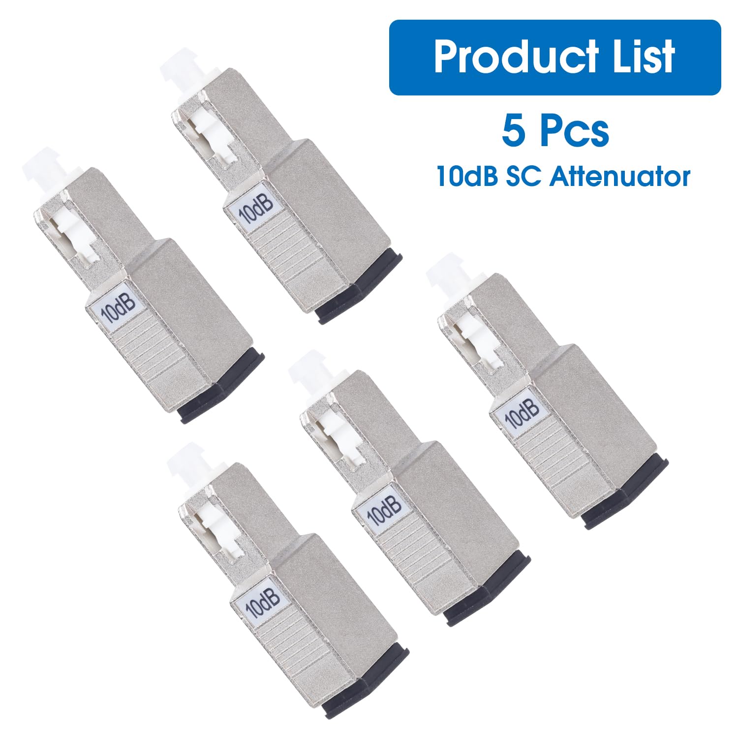 5 Pack SC/UPC Fiber Optic Attenuator 10dB, Fixed Single Mode Fiber Optic Attenuator, SC-UPC Male to Female