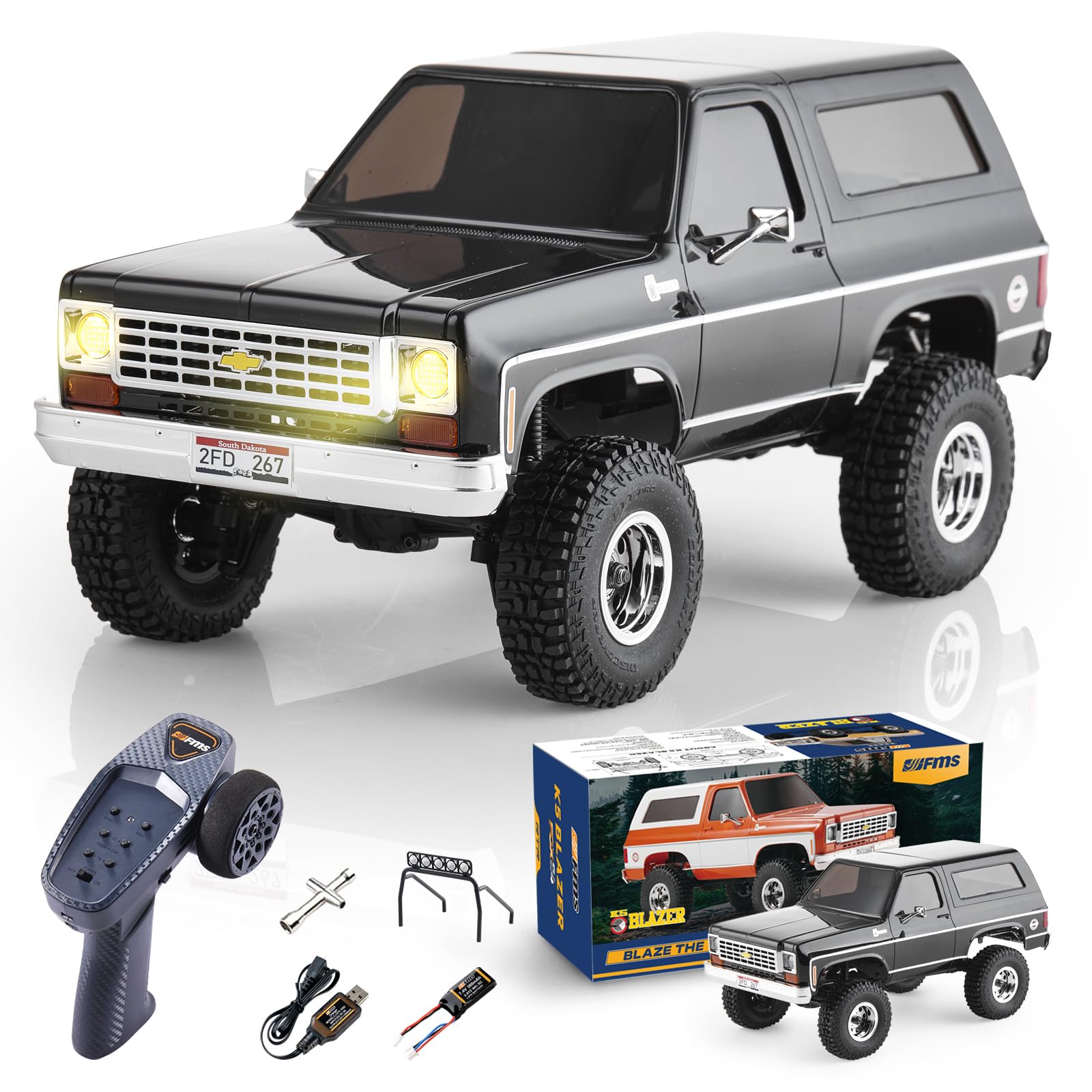 FMS 1/24TH CHEVROLET K5 BLAZER 4WD RTR - BLACK