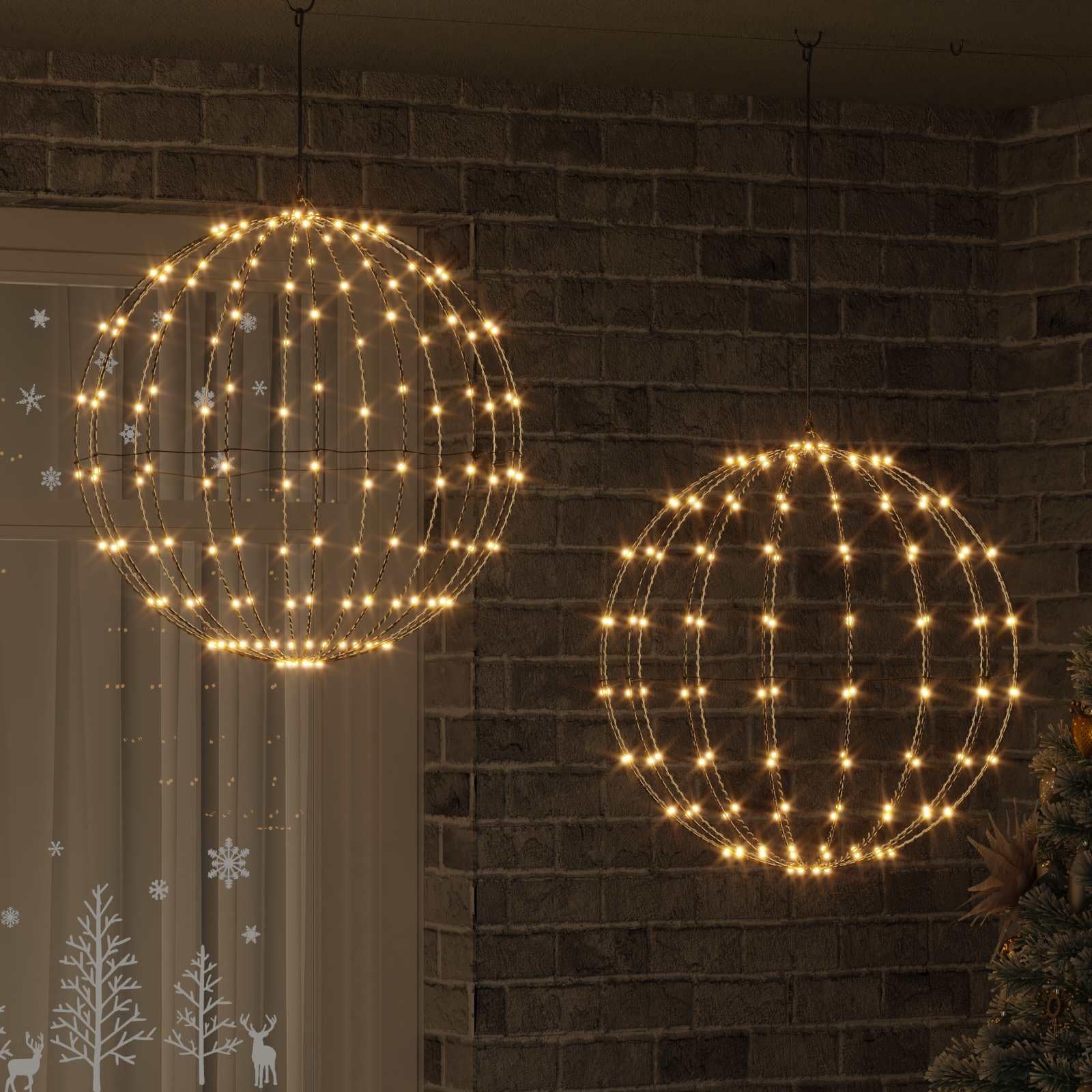 Set di 2 luci natalizie a LED in metallo, bianco caldo, 60 x 60 x 62 cm