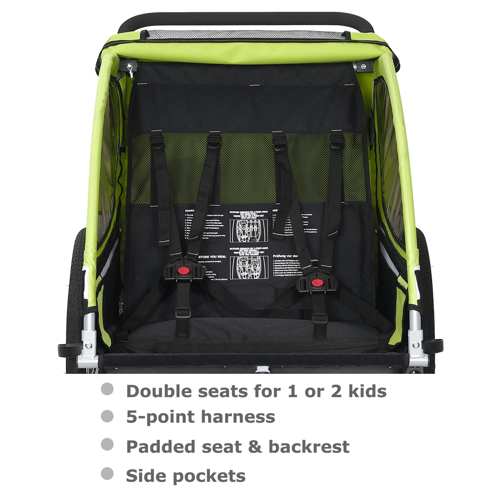 Tiggo T2 Remorque Enfants Vélo 2 en 1 Poussette Jogger Buggy 360° Roue Avant