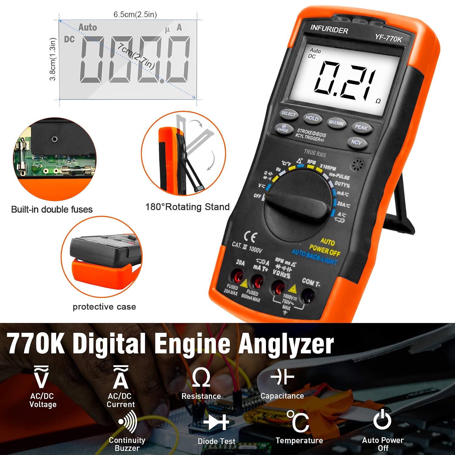 Multimeter measuring resistance of a component