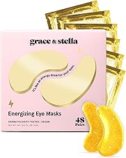 [50% off] grace & stella Award Winning Under Eye Mask - Travel Essentials - Birthday Gifts for Women - Gel Eye Patches for Dark Circles, Puffy Eyes, Wrinkles, Undereye Bags - Vegan Self Care (48 Pairs, Gold)