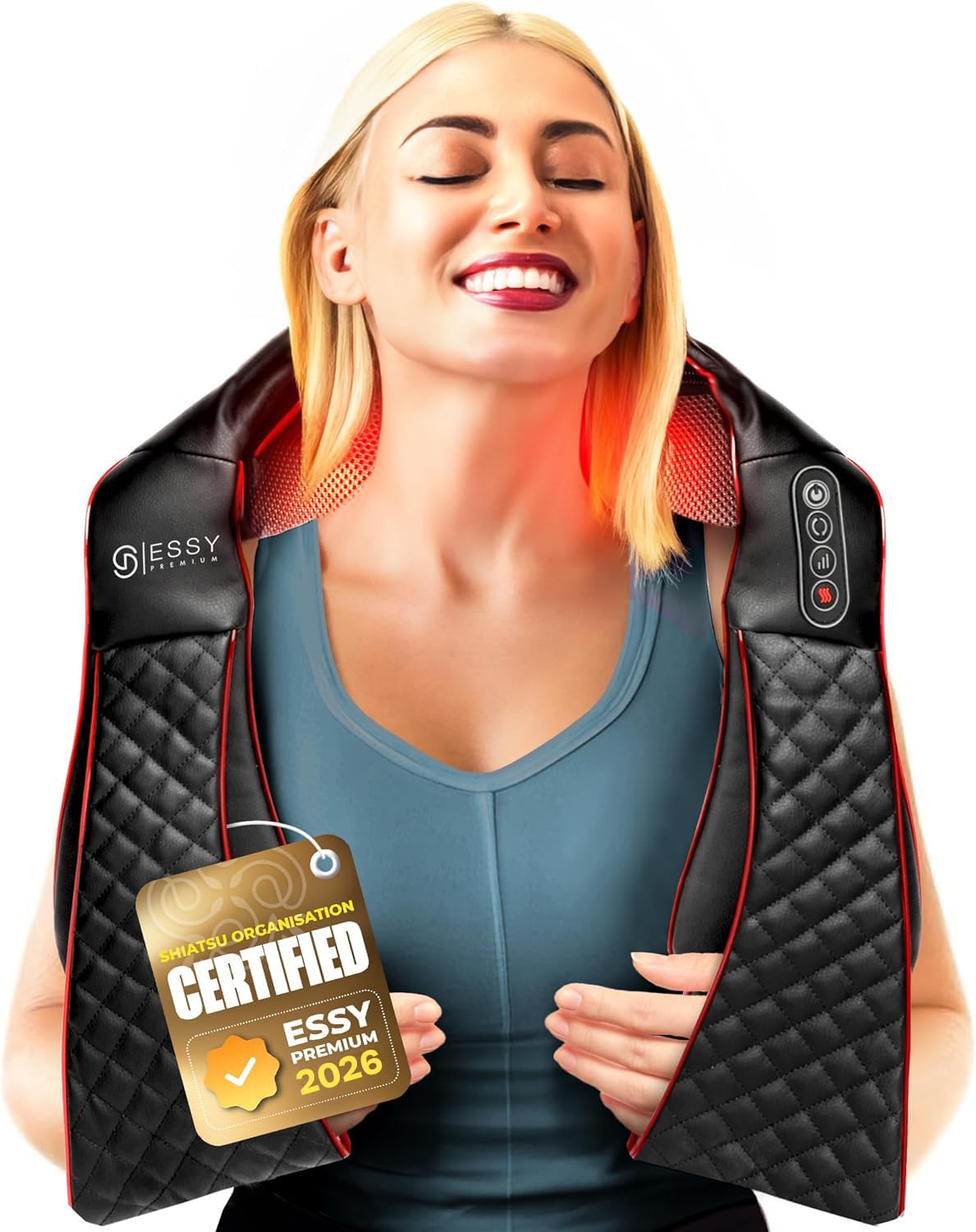 – Neck and Shoulder Massager with Heat Back Massager Deep Tissue for Women Men Neckrelax Neck Pain Relief Massage Machine Shoulder Massager with Heat Shiatsu Massager Neck Relax Massage Belt (UK Plug)