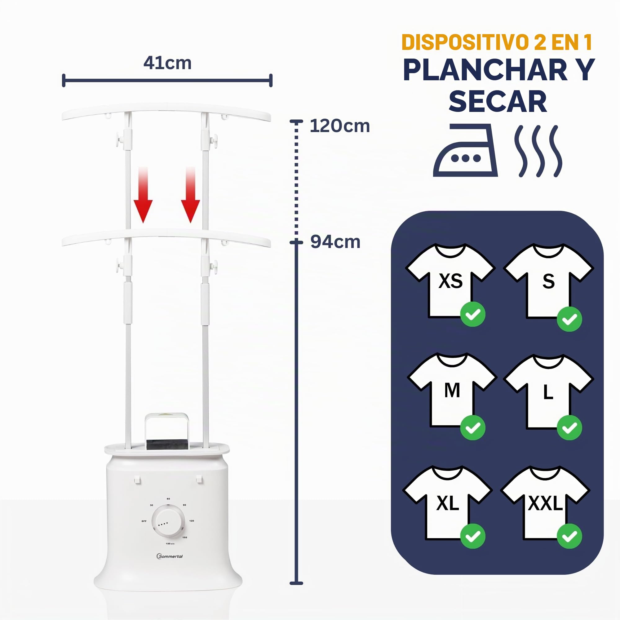 Sommertal - Maniquí de planchado para caballeros, camisetas y pantalones, máquina de planchar automática para camisas, blusas y pantalones, funciones de planchado