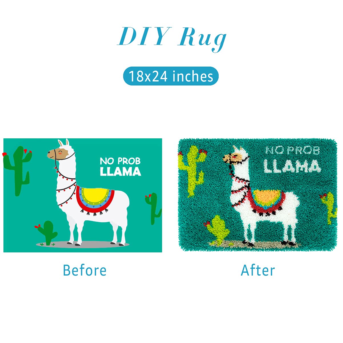 clubevy Latch Hook Rug Kit Custom DIY Crochet Crafts for Beginner Kids and Adults Handmade Craft Personalized Gifts, 18 x24 Inches
