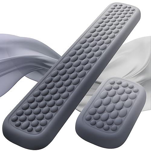 Lekvey Ergonomic Keyboard Wrist Rest, Silky Memory Foam with Massage Points Carpal Tunnel Support Wrist Pad Set for Office/Gaming, Typing Pain Relief, Gray-Black Gradient - Gray Black