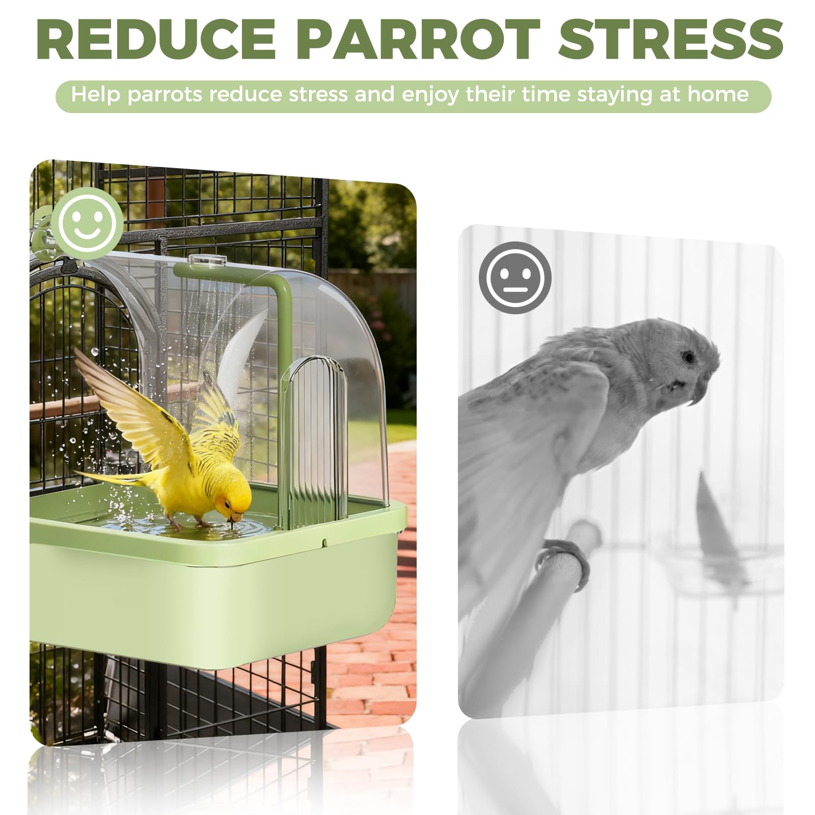 Hängende Badehaus Vogel Badewanne, Automatisches Vogelbad mit Pumpe/Filter, Vogeltränke Bad Dusche Vogelkäfig Zubehör für Sittiche Papagei Wellensittich (Grün)