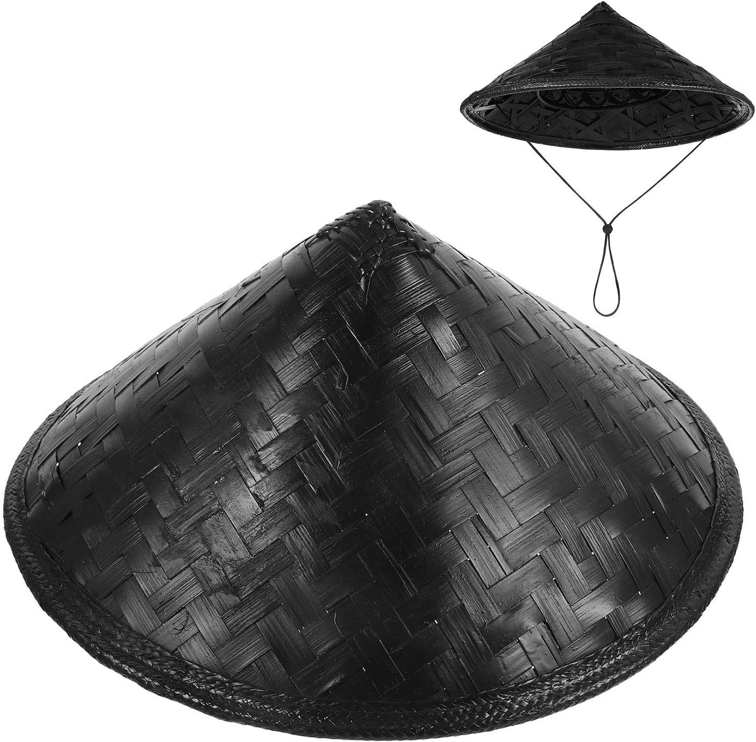 POPETPOP Authentic Japanese Samurai Hat: Handwoven Bamboo Sun Hat for Garden Work, Fishing, Farmer Cosplay, Large 14.15 Inch Cosplay Knight Cap