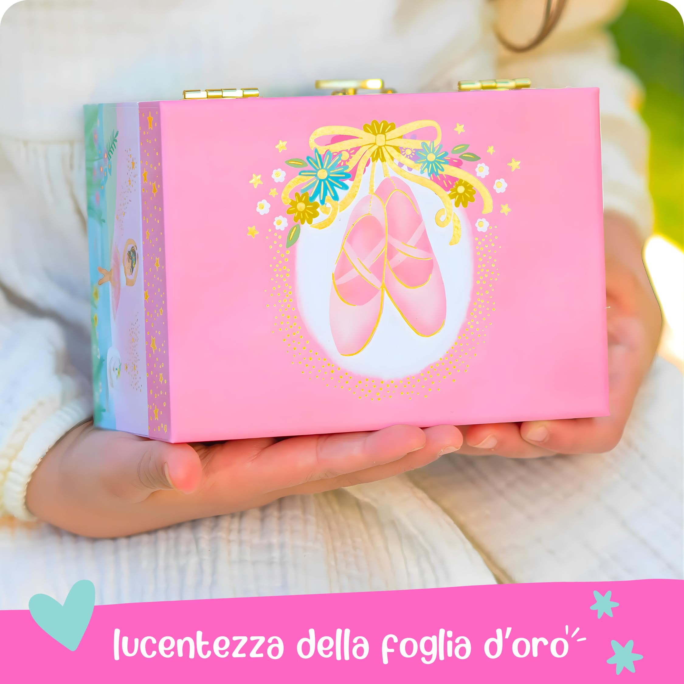 Giggle & Honey® Portagioie Carillon per Bambine - Scatola Musicale per Bambini con Ballerina che Gira e Specchio, Regali per Bambine da 3 a 10 anni, Scatole Portagioie per Bambini