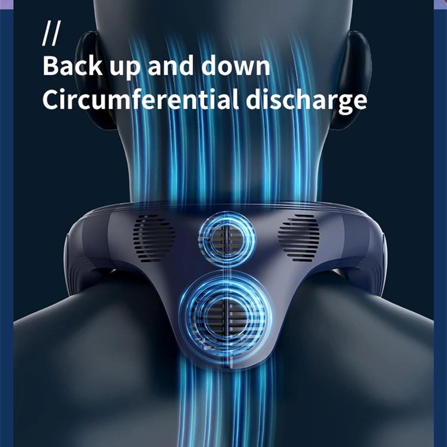 Ventilador de cuello portátil, aire acondicionado recargable con flujo de aire de 360° hacia arriba y hacia abajo y 3 velocidades, ideal para exteriores, oficina y viajes