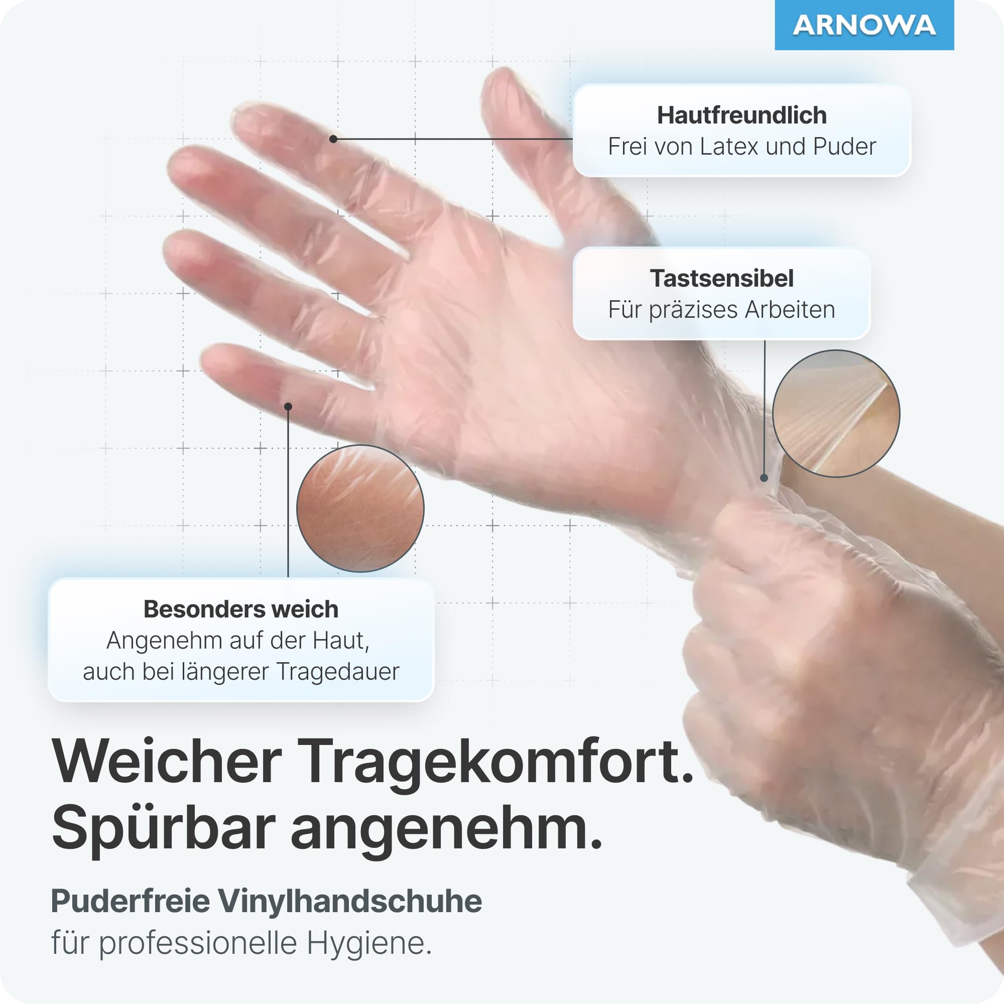 1000x ARNOMED® Einweghandschuhe M, Vinyl Handschuhe, Einmalhandschuhe | Handschuhe Einweg puderfrei, Gummihandschuhe Einweg latexfrei, Einweg Handschuhe, Einmalhandschuhe in S, M, L, XL
