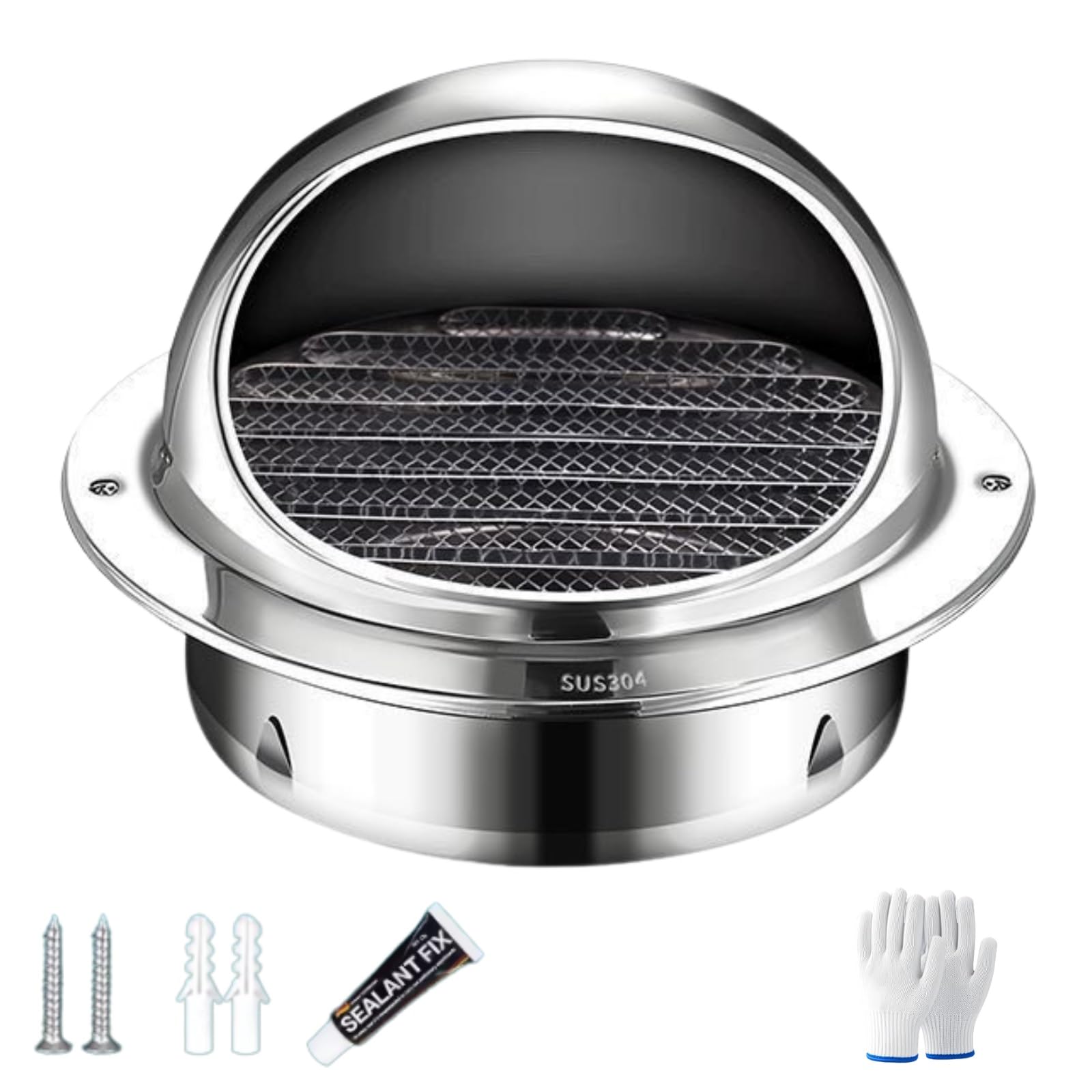 Sortie d'air murale ronde en inox pour evacuer l'humidite de salle de bain