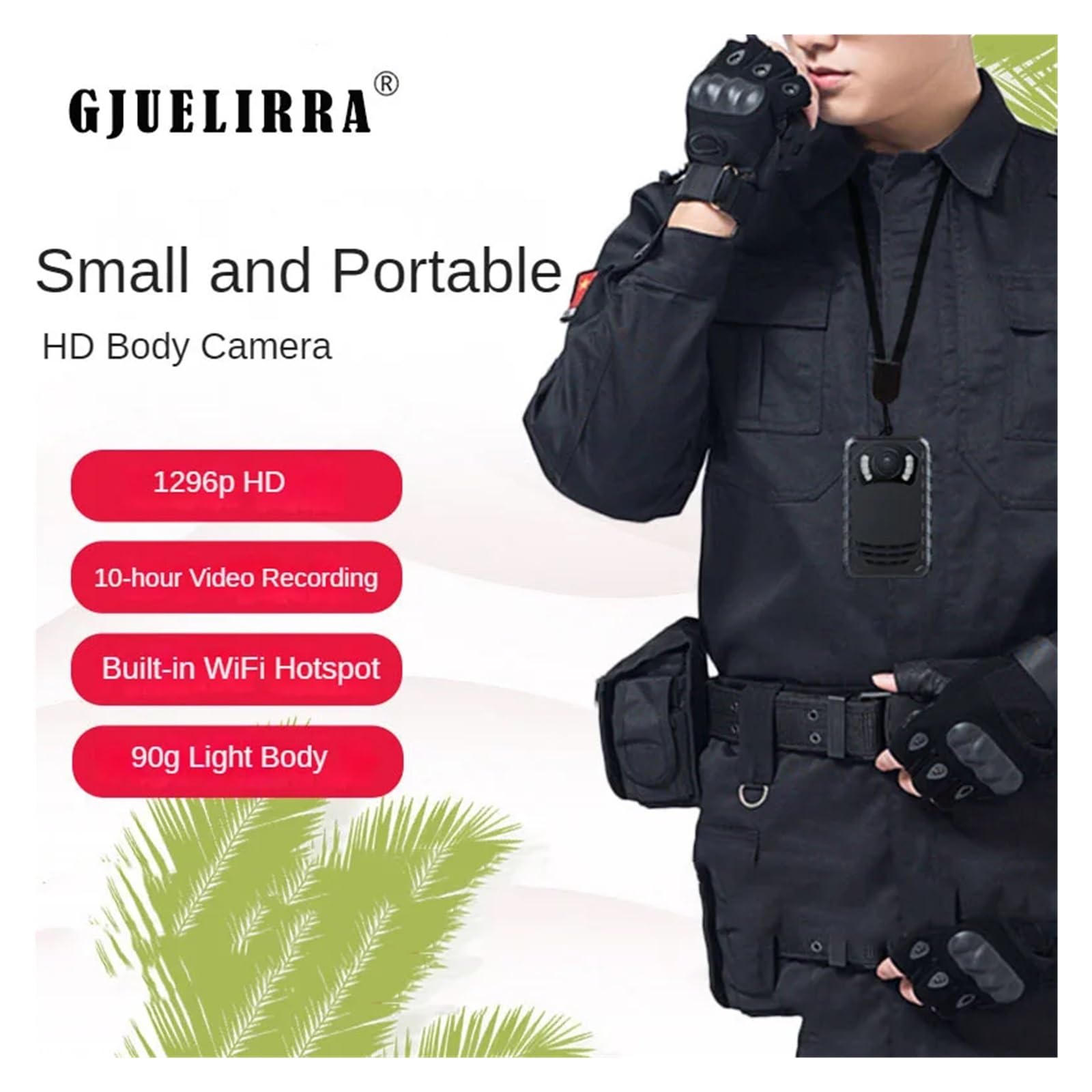 Camara Corporal, Mini cámara Corporal N9 Full HD 1296P, cámara montada en el Cuerpo, pequeña cámara portátil de visión Nocturna for el Cuerpo de la policía, 8GB-512GB(Add 16GB Card)