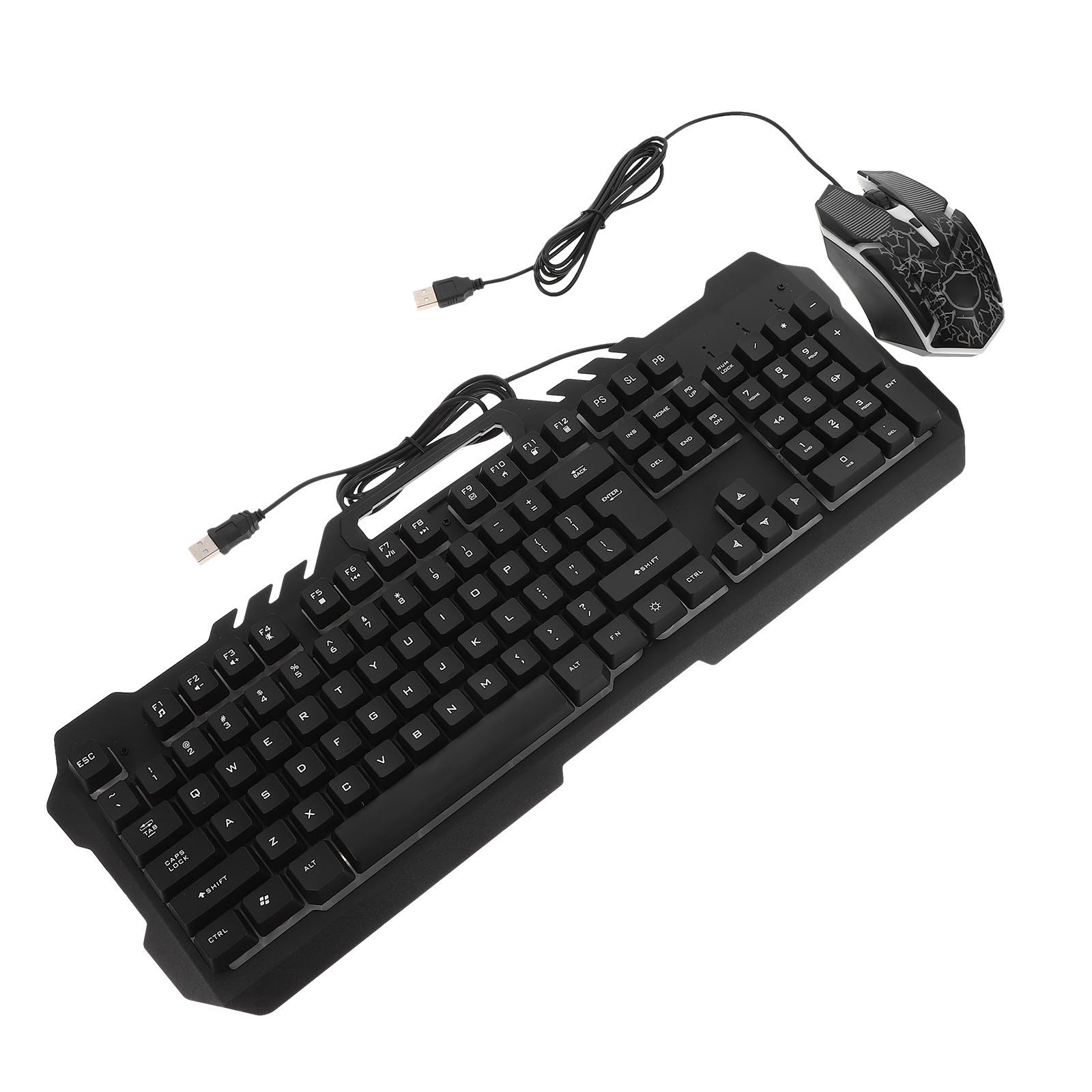Teclado Mecánico Retroiluminado USB con Ratón, Kit Gaming Negro