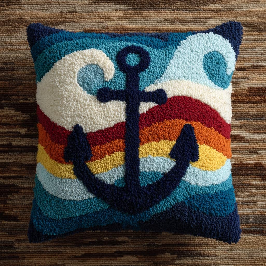 17x17in Latch Hook Kits for Adults Beginners,Anchor