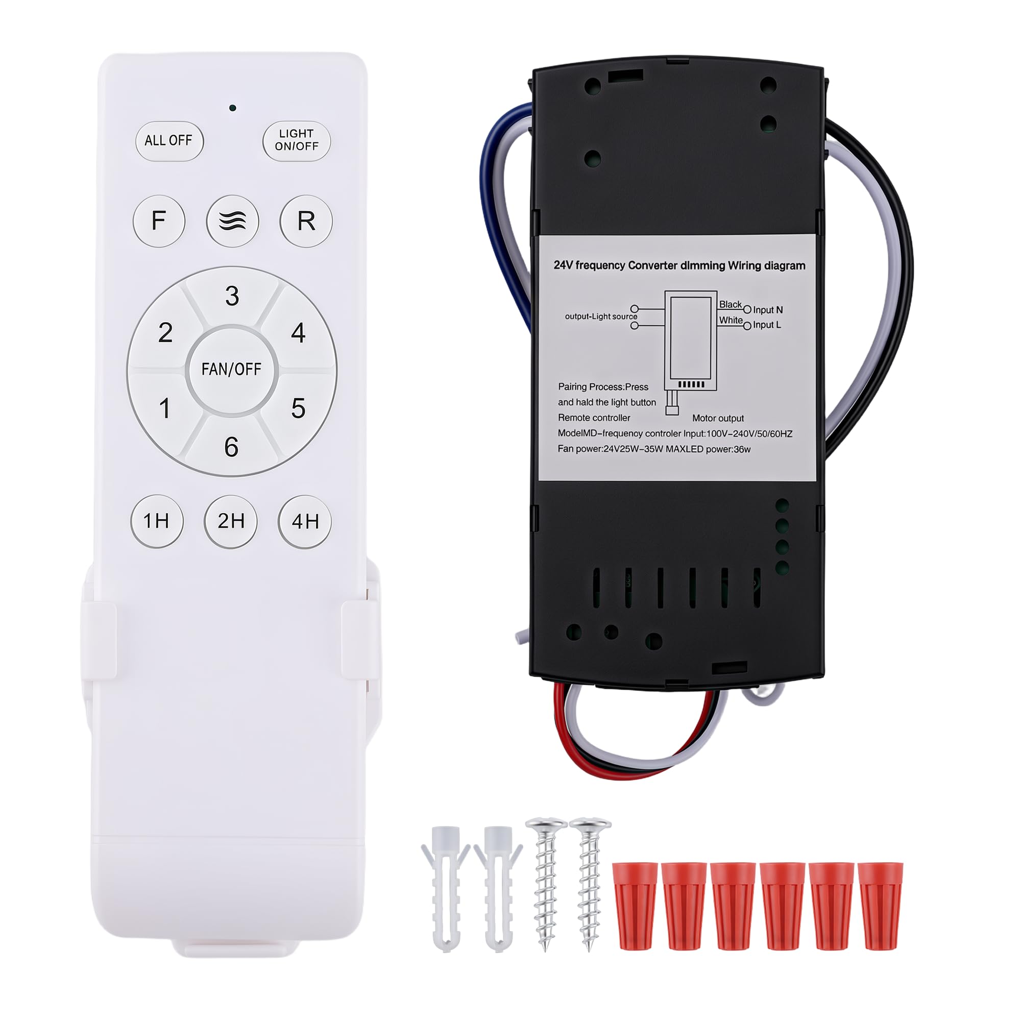 Universal Ceiling Fan Remote Control Kit, 6 Speeds, 3 Timing Setting