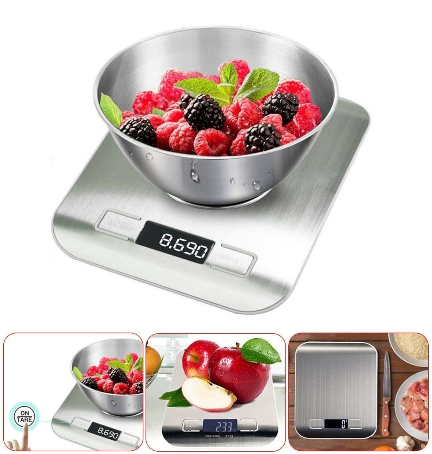 Digital Kitchen Scales, Premium Stainless Steel Food Scales
