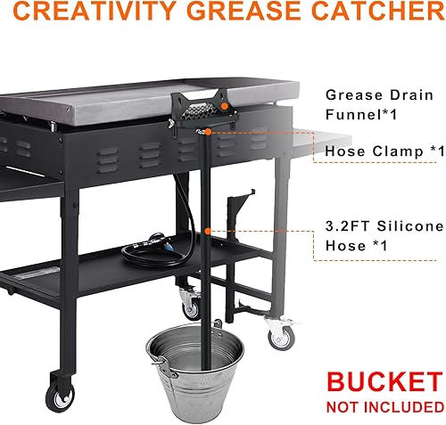 Miniatura 6 de Accesorios de grasa para parrilla Blackstone - Recogedor de grasa, embudo de drenaje de grasa trasero para parrilla Blackstone, puerta de grasa