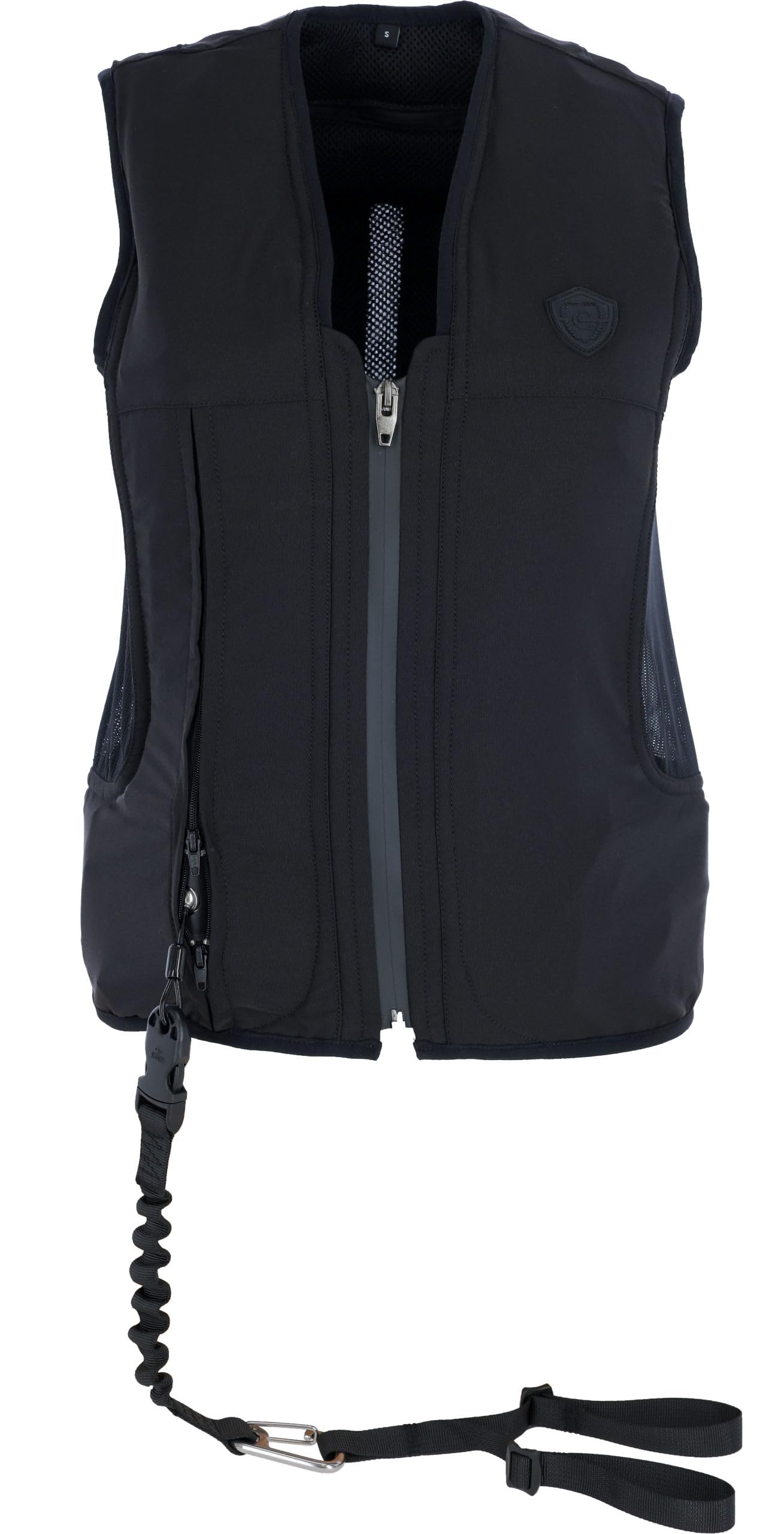 Covalliero Gilet di sicurezza per airbag Manege, gilet di sicurezza, protezione M, 165-170 cm, nylon, nero, equitazione, cartuccia inclusa
