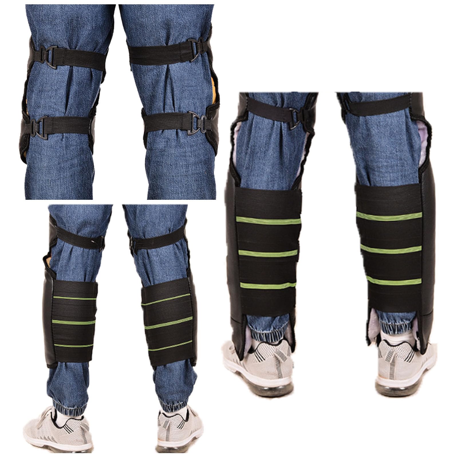 Ginocchiere per moto, Cinghie regolabili antivento e resistenti al freddo, ganci anti-caduta, 1 paio di ginocchiere, cinghie adesive lunghe(Long Adhesive Straps)