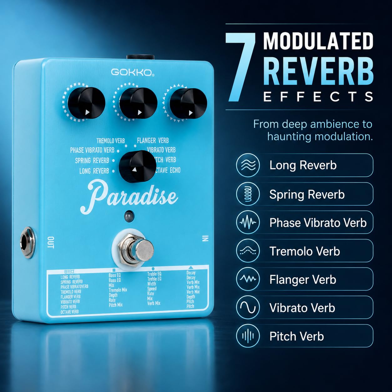 ギター Butterfly Effects Lotus Reverb Amazon.com: GOKKO Ambient Reverb Pedal for Electric Guitar, 7