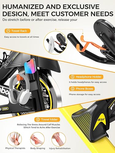 Miniatura 10 de pooboo Bicicleta de ciclismo de interior de resistencia magnética, transmisión por correa, monitor LCD fijo con soporte para iPad y cómodo cojín de