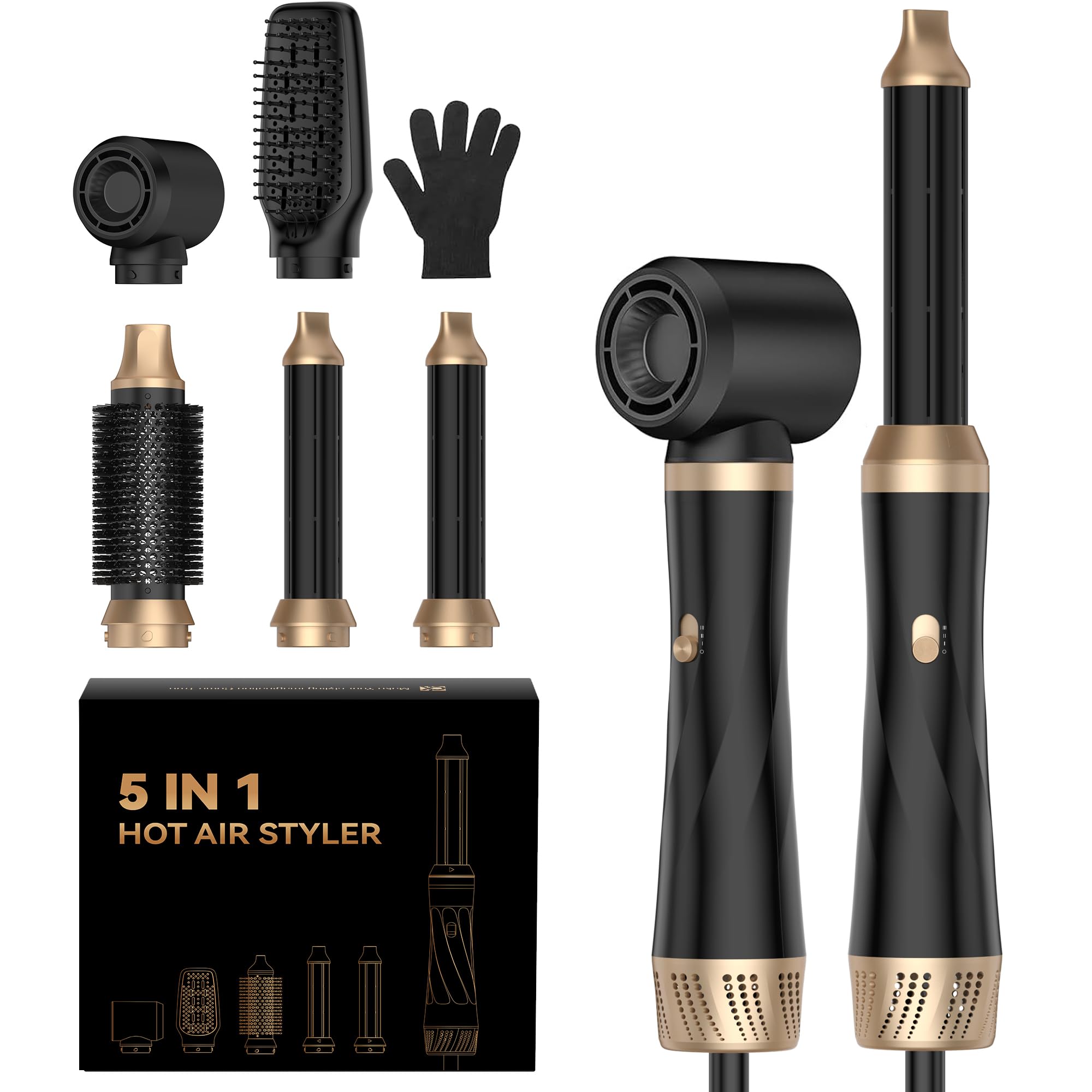 UMIGA Airstyler 5 IN 1, 1000W Hairstyler Multistyler Haare Hair dryer brush | Hair Styler mit warmluftbürste，rundbürstenföhn, Lockenstab, 3 Temperatur Haarstyler für Haar Volumen, Glätten, Locken