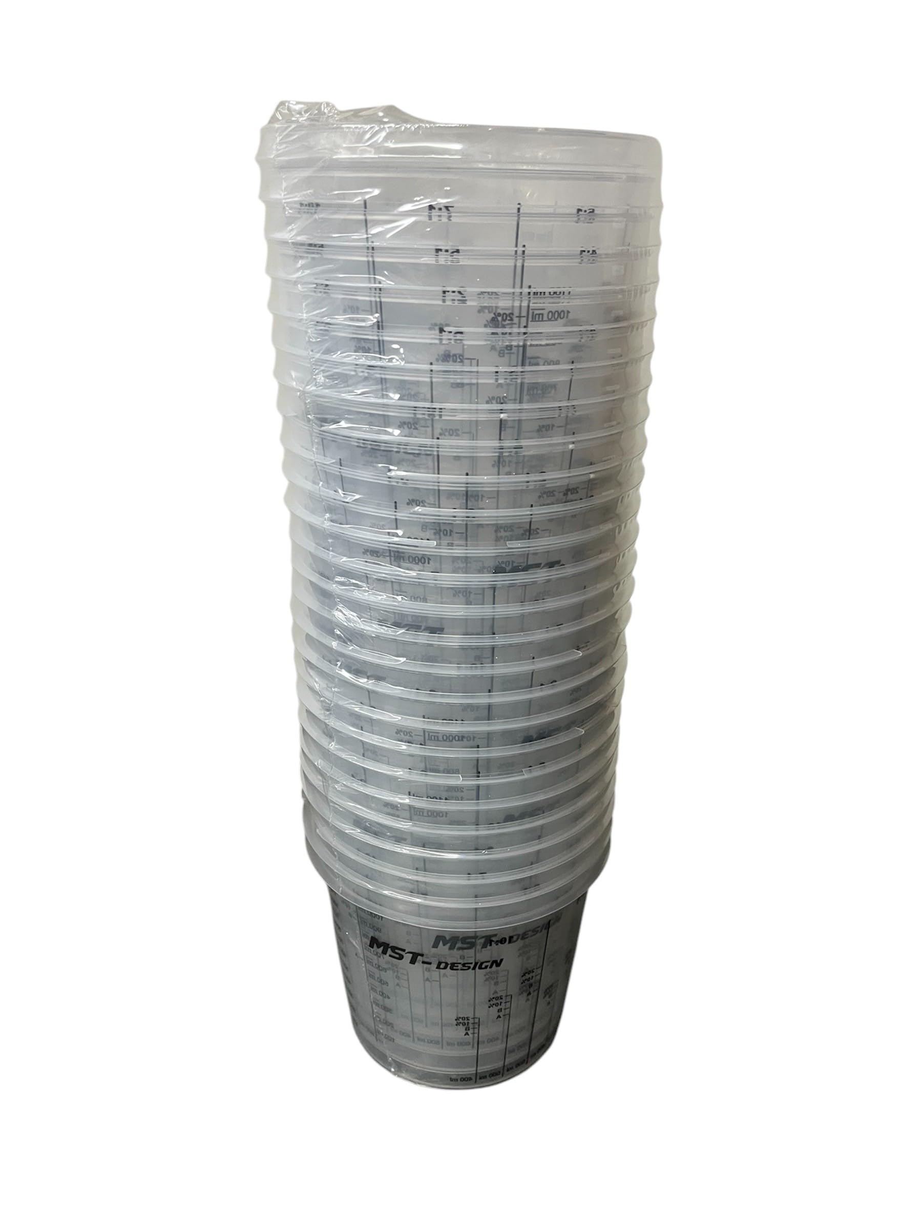 MST-DESIGN Lackmischbecher, 200 St. 1400 ml 1,4 L I Robuste Einweg-Messbecher mit Mischskala I Mischbecher zum Anrühren von Lacken, Füller, Lasuren etc. I Anrührbecher
