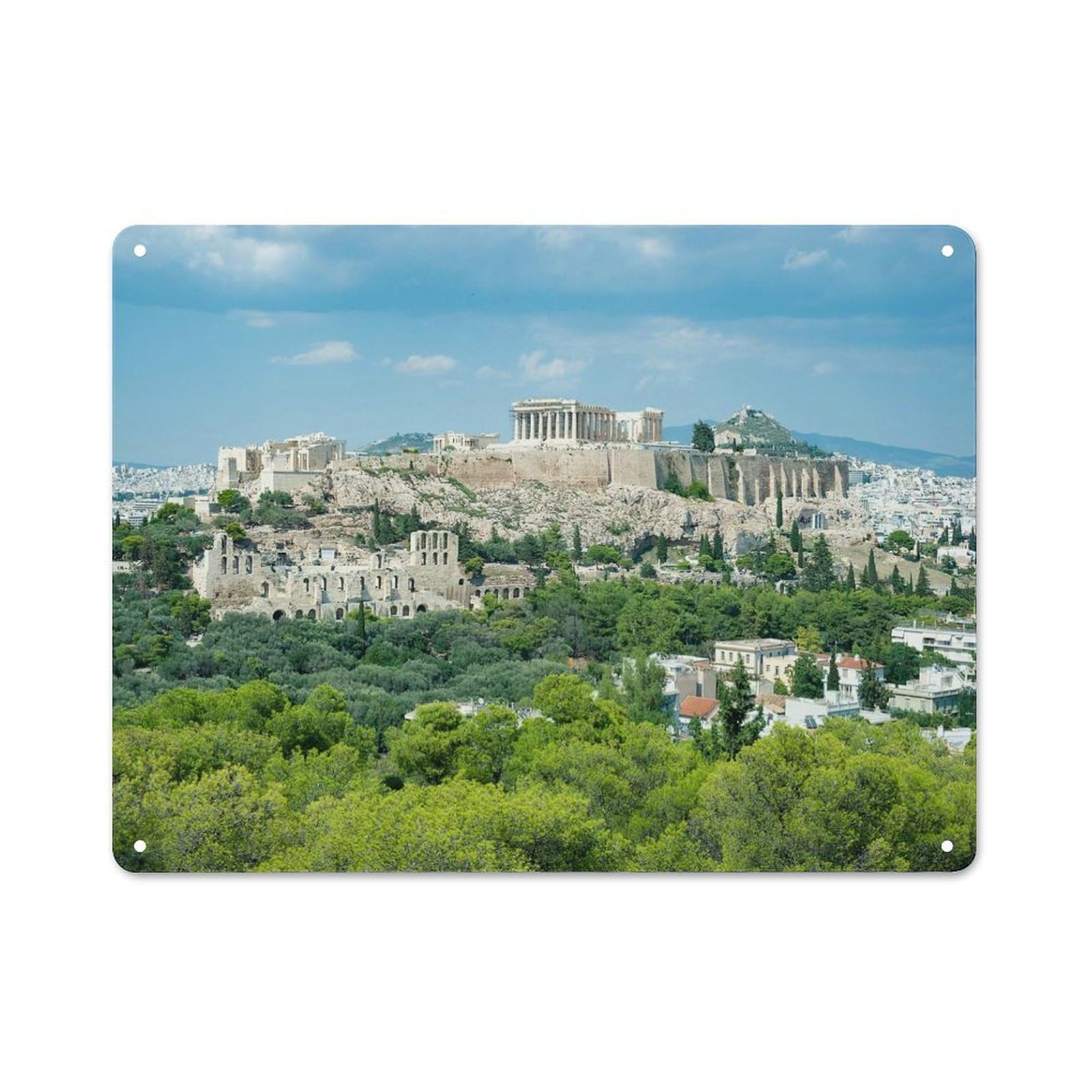 Junmoney Style-18 Acropolis Classic Metal Wall Decor 30X40cm, Decorative Tin Plaque For Cafe, Pub, Workshop Or Home Bar
