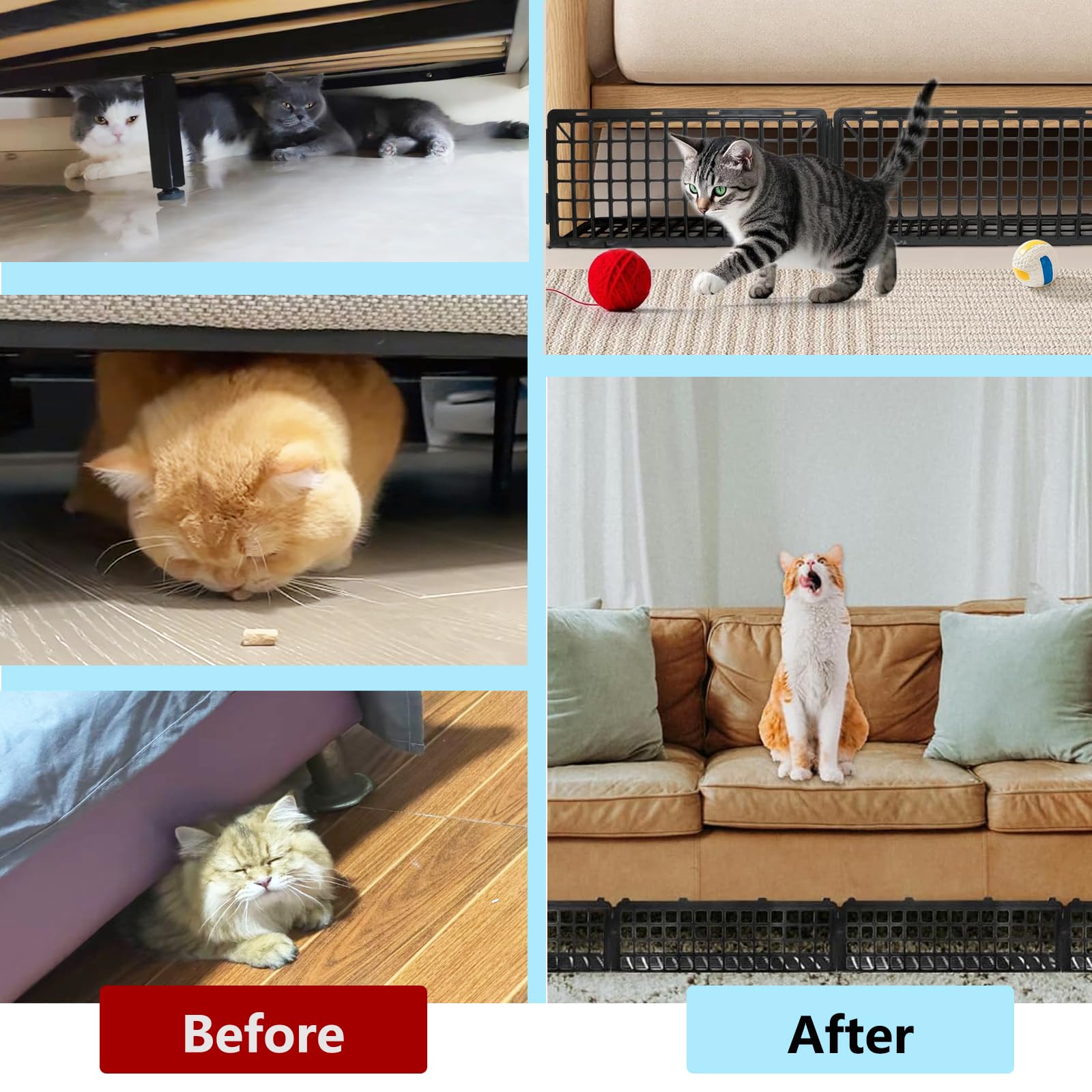 Typlhom 12 PCS Under Couch Blocker for Furniture Bed Couch Stop Small Item Toys from Getting Under The Sofa, Plastic Under Bed Blocker for Pets Dogs Cats-White