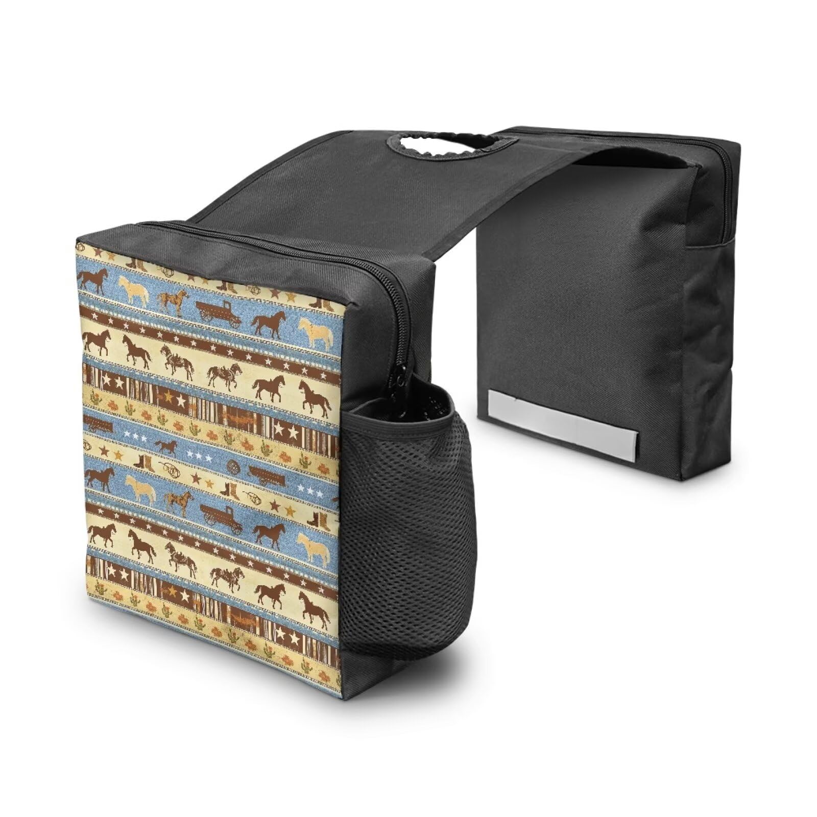 Pxtubomyo Horse Print ATV Tank Bag Waterproof Motorcycle Tank Bag Storage Saddle Bags for Snowmobile with Smooth Zipper Universal All Terrain Vehicles Accessories