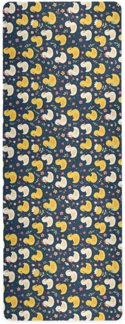 ALAZA Duck Flower Pattern Yoga Mat Non Slip Fitness Exercise Mat, Workout Mat for Yoga, Pilates and Floor Exercises
