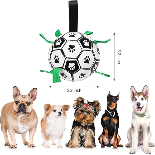 Miniatura 2 de Pelota de fútbol para perros con pestañas interactivas para tirar, juguetes para perros para tira y afloja, regalos de cumpleaños para cachorros,
