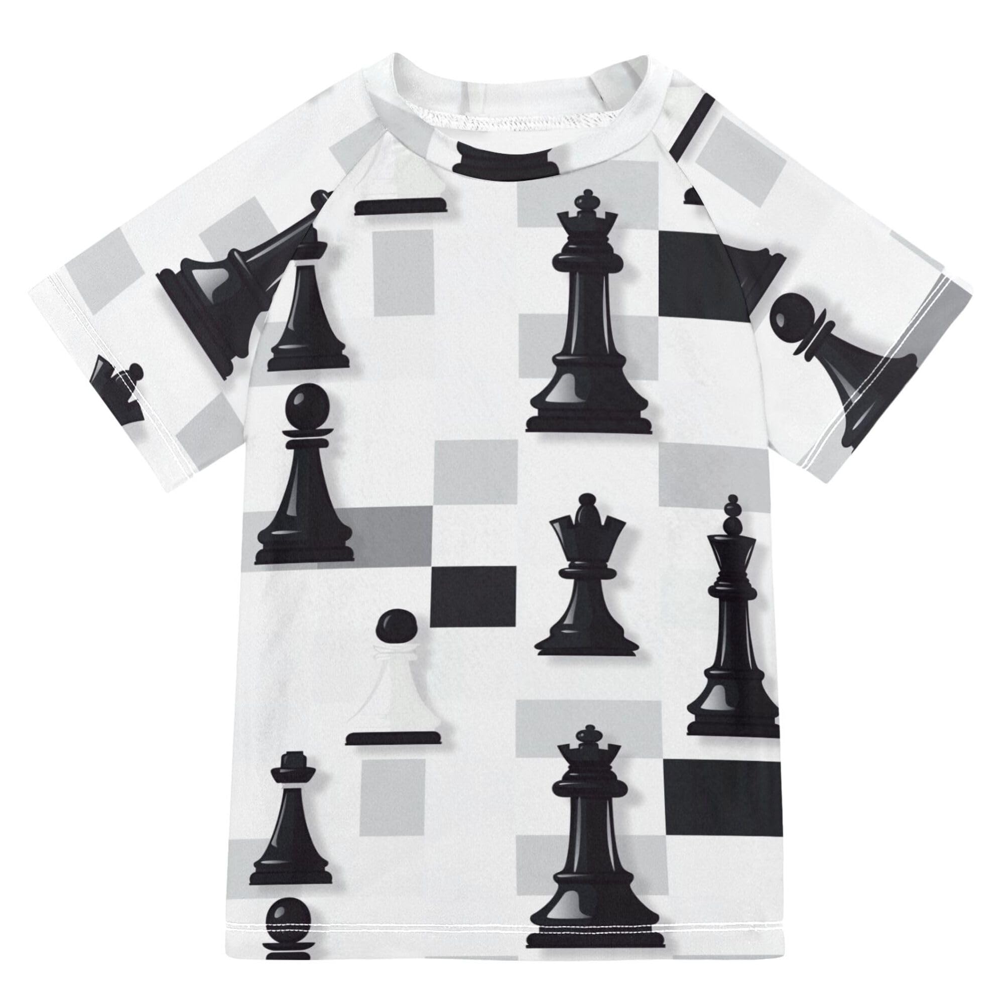 Chess White Girl Bathing Suit Sun Protection Athletic Tops Swimwear Beach Tops 3T