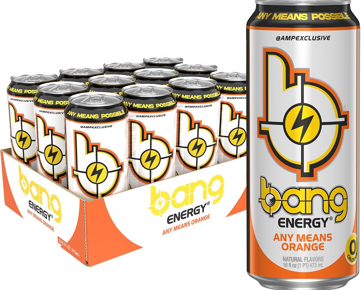 Energy Any Means Orange, Sugar-Free Energy Drink, 16-Ounce | Pack of 12