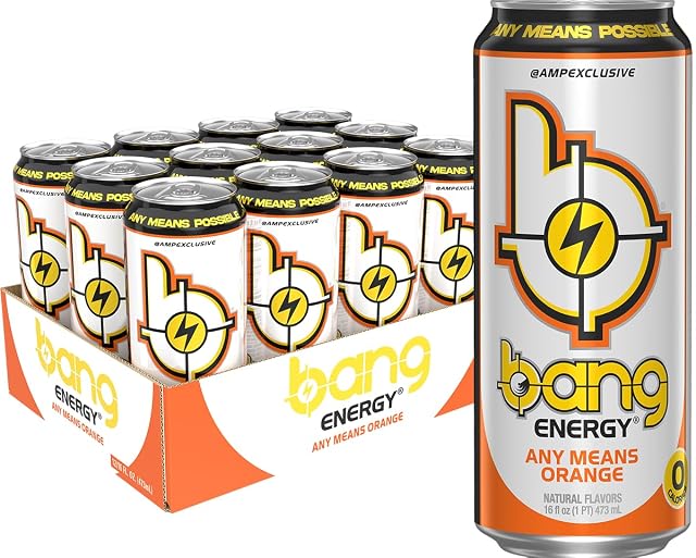 Bang Energy Any Means Orange Sugar-Free Energy Drink 16-Ounce Pack of 12