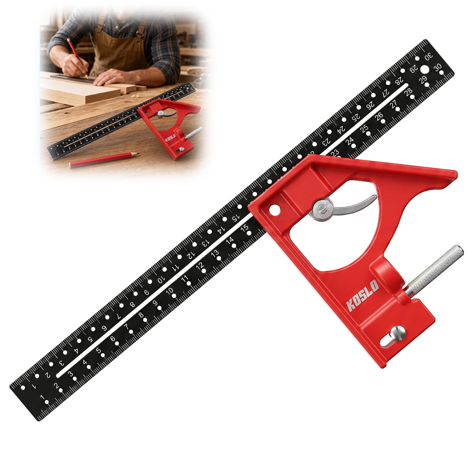 SIWOKJJO Combination Square, 300mm/ 11.81 Inch Set Square Carpentry