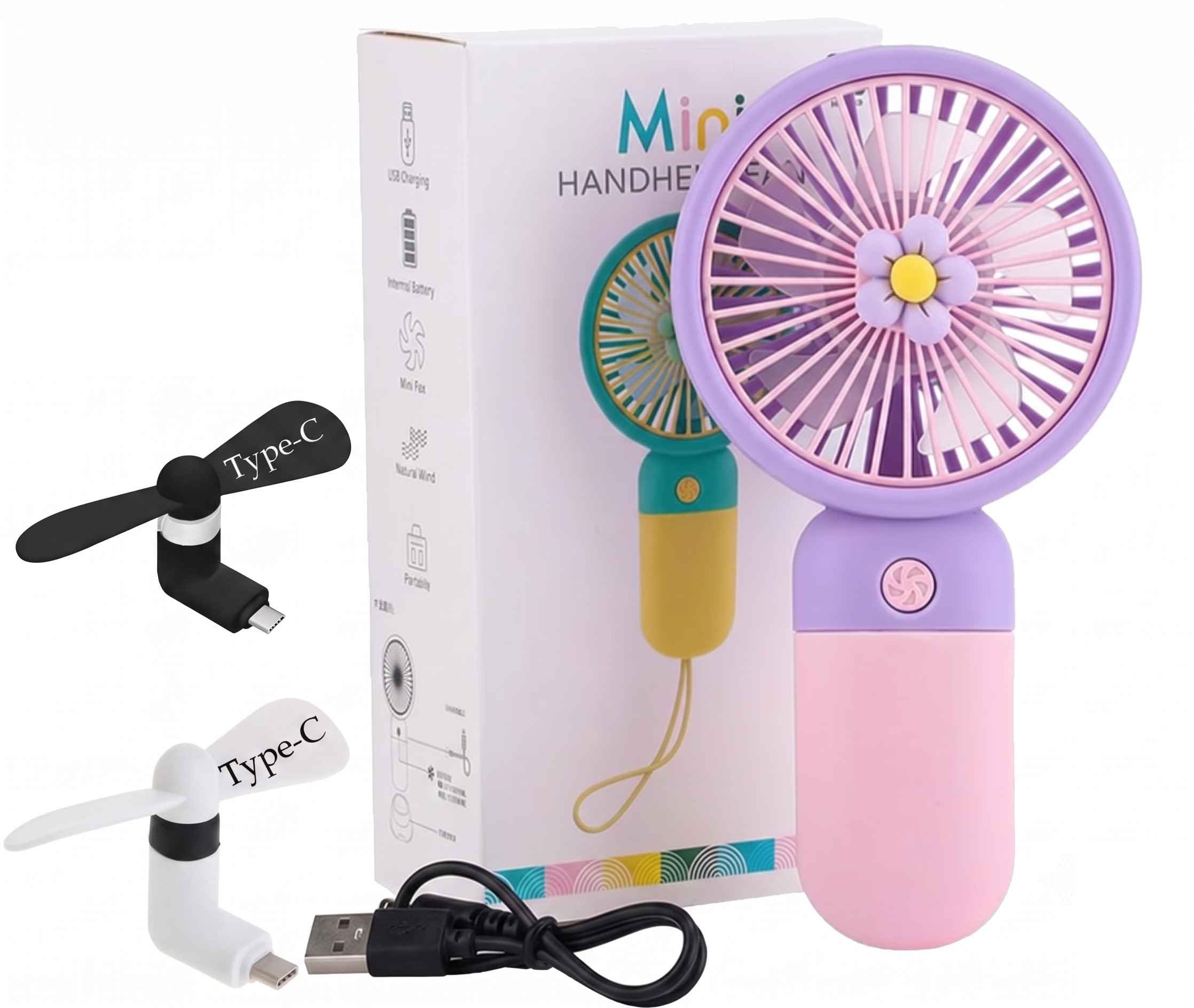 BETSU Portable Rechargeable Mini Handheld Fan & Type-C Mobile Fan Combo (Pack of 3) | 3 Speed Modes, 400mAh | High Speed Plug-in Phone Fan for Android Smartphones & Type C Devices (Multicolor)-image-32
