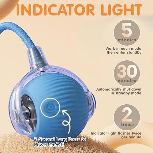 Miniatura 2 de Rocfish Juguetes Interactivos Duraderos para Gatos de Interior, Juguete Inteligente Automático de Pelota de Persecución para Gatos, Juguete Mejorado