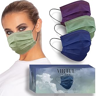 VIRTUE CODE Disposable Mask - Blue, Green, Purple